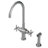 Rubinet Two Handle Single Hole Kitchen Set with LaSalle Spout with Hand Spray Satin Nickel