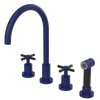Rubinet Widespread Kitchen Set with LaSalle Spout with Hand Spray Midnight Blue