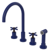 Rubinet Widespread Kitchen Set with LaSalle Spout with Hand Spray Midnight Blue