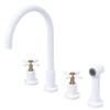 Rubinet Widespread Kitchen Set with LaSalle Spout with Hand Spray White