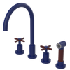 Rubinet Widespread Kitchen Set with LaSalle Spout with Hand Spray Midnight Blue