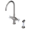 Rubinet Two Handle Single Hole Kitchen Set with LaSalle Spout with Hand Spray Polished Nickel