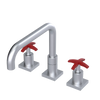 Rubinet Widespread Kitchen Set with Genesis Spout Satin Chrome