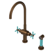 Rubinet Two Handle Single Hole Kitchen Set with LaSalle Spout with Hand Spray Tuscan Brass