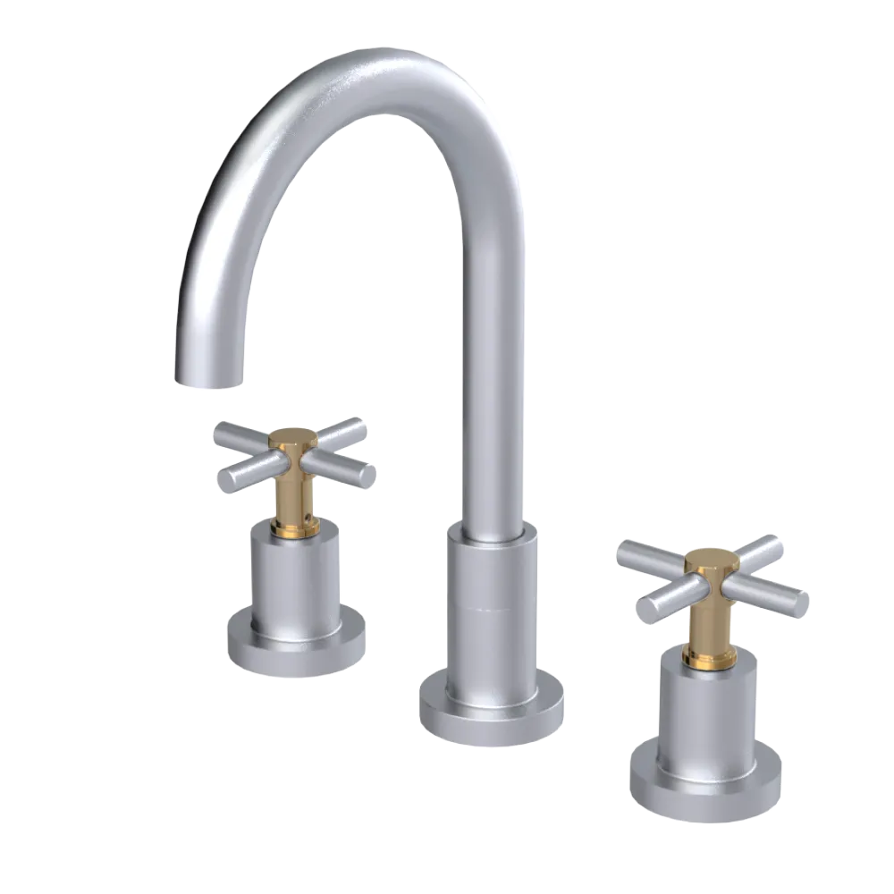 Rubinet Widespread Kitchen Set with LaSalle Spout Satin Chrome
