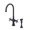 Rubinet Two Handle Single Hole Kitchen Set with Hand Spray Matt Black