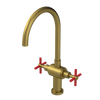 Rubinet Two Handle Single Hole Kitchen Set with LaSalle Spout Antique Brass Matt