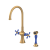 Rubinet Two Handle Single Hole Kitchen Set with Hand Spray Satin Gold