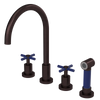 Rubinet Widespread Kitchen Set with LaSalle Spout with Hand Spray Oil Rubbed Bronze