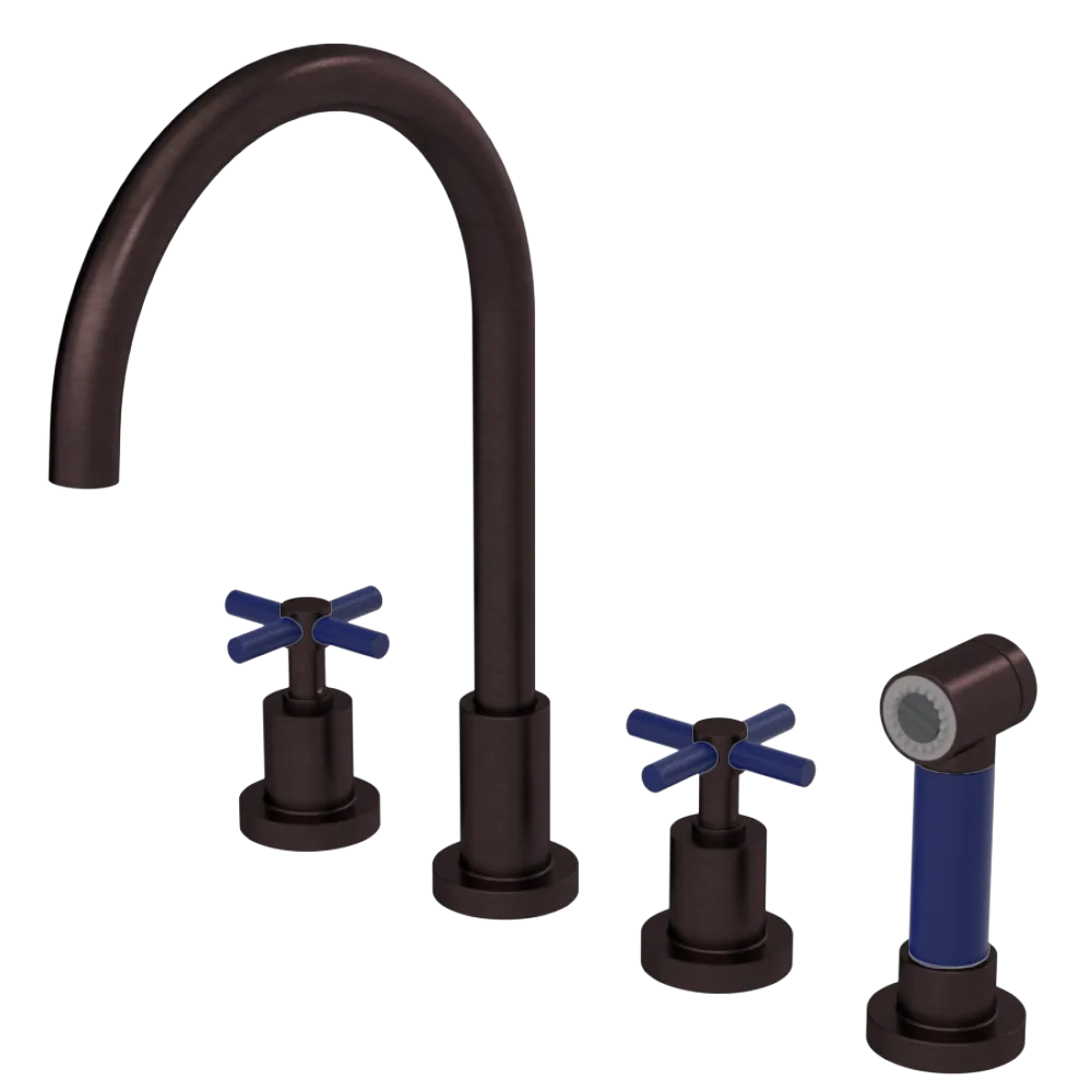 Rubinet Widespread Kitchen Set with LaSalle Spout with Hand Spray Oil Rubbed Bronze