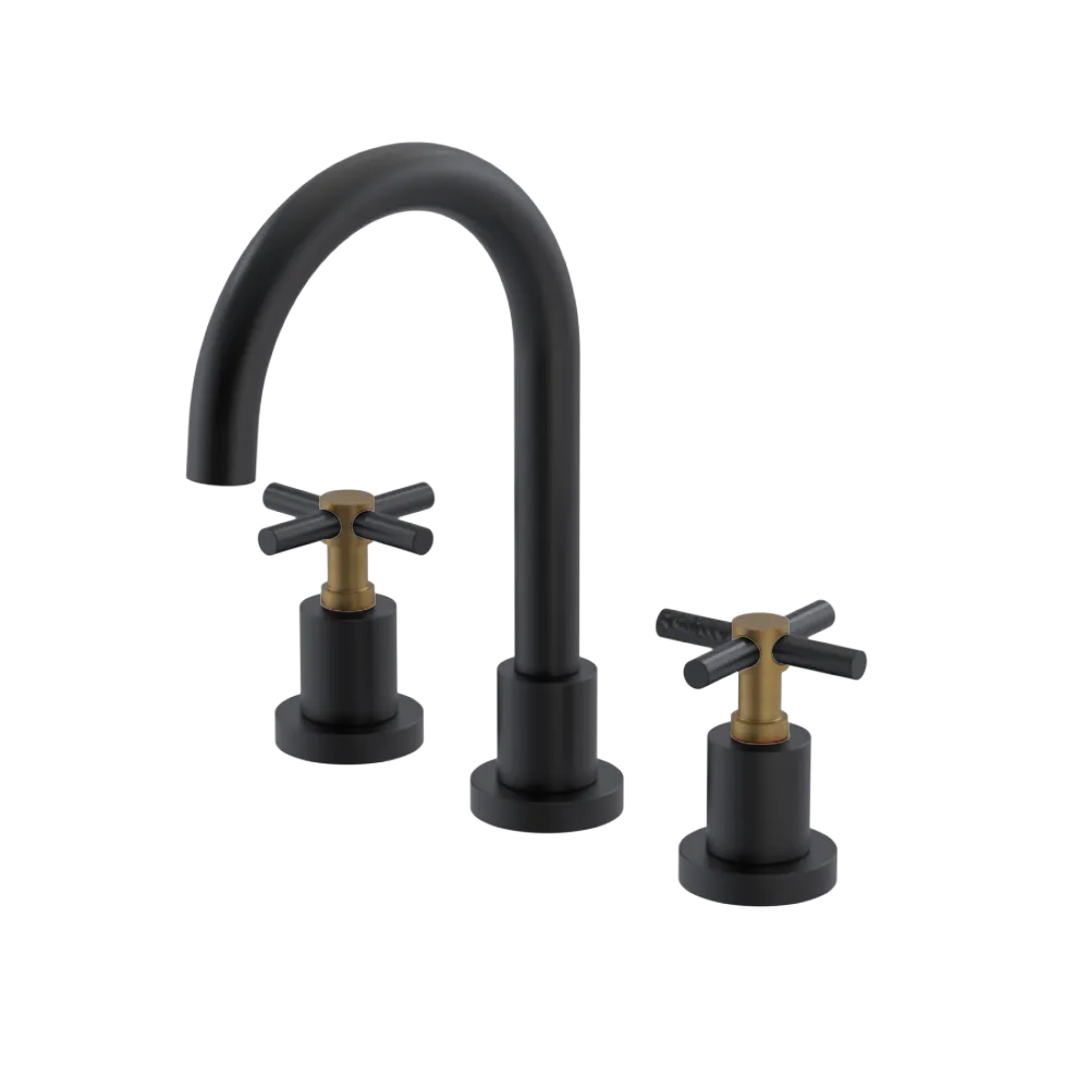 Rubinet Widespread Lav. Set. (less drain) Matt Black