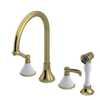 Rubinet Widespread Kitchen Set with Hand Spray Natural Brass