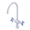 Rubinet Two Handle Single Hole Kitchen Set with LaSalle Spout White