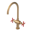 Rubinet Two Handle Single Hole Kitchen Set with LaSalle Spout Satin Gold