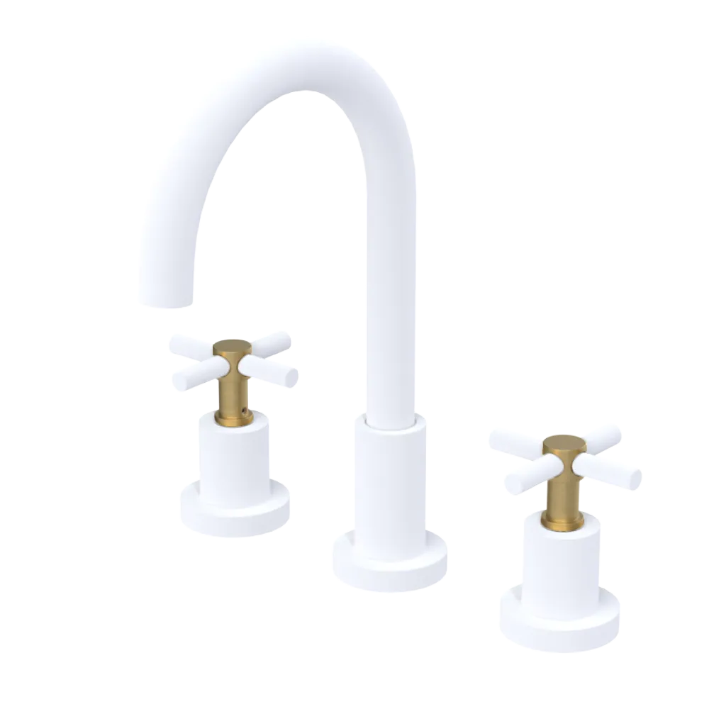 Rubinet Widespread Kitchen Set with LaSalle Spout Matt White