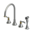 Rubinet Widespread Kitchen Set with Hand Spray Satin Nickel