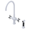 Rubinet Two Handle Single Hole Kitchen Set with LaSalle Spout with Hand Spray White