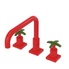 Rubinet Widespread Kitchen Set with Genesis Spout Red