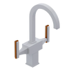 Rubinet Single Hole Dual Handle Lav. Set. (less drain) White