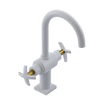 Rubinet Single Hole Dual Handle Lav. Set. (less drain) White