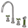 Rubinet Widespread Kitchen Set with LaSalle Spout with Hand Spray Polished Nickel