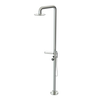 Rubinet Pressure Balance Outdoor Shower with Hand Held Shower & 10" Shower Head (with shelf) - 304 Stainless Steel Satin Nickel