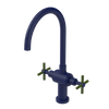 Rubinet Two Handle Single Hole Kitchen Set with LaSalle Spout Midnight Blue