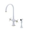 Rubinet Two Handle Single Hole Kitchen Set with Hand Spray Matt White