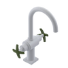 Rubinet Single Hole Dual Handle Lav. Set. (less drain) White