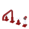 Rubinet Widespread Kitchen Set with Genesis Spout with Hand Spray Maroon