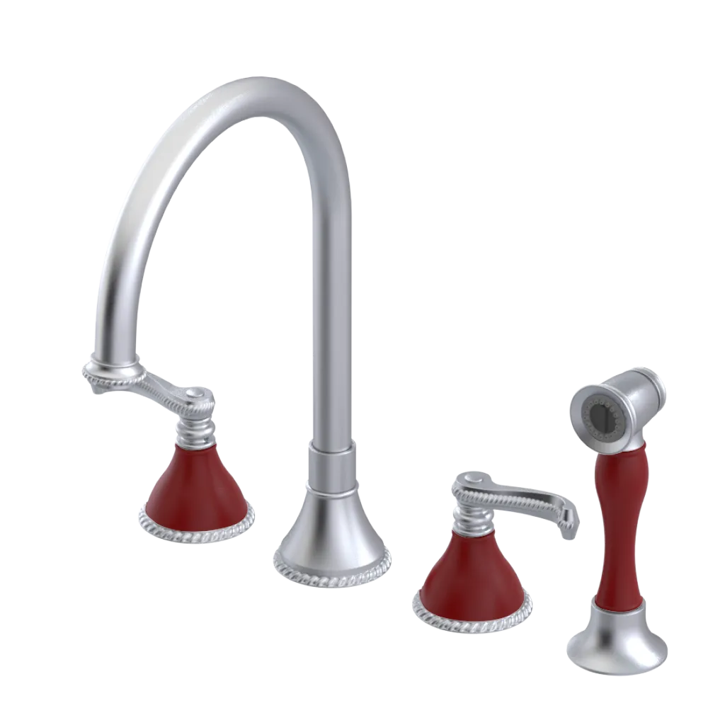 Rubinet Widespread Kitchen Set with Hand Spray Satin Chrome