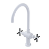 Rubinet Two Handle Single Hole Kitchen Set with LaSalle Spout White