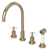 Rubinet Widespread Kitchen Set with LaSalle Spout with Hand Spray Gold
