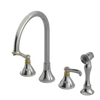 Rubinet Widespread Kitchen Set with Hand Spray Satin Nickel