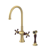Rubinet Two Handle Single Hole Kitchen Set with Hand Spray Satin Brass