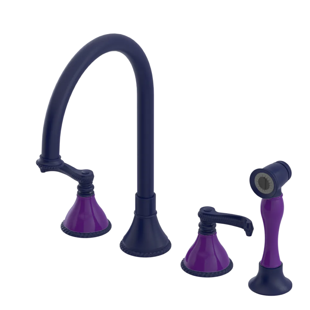 Rubinet Widespread Kitchen Set with Hand Spray Midnight Blue