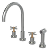 Rubinet Widespread Kitchen Set with LaSalle Spout with Hand Spray Satin Nickel
