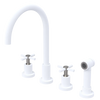 Rubinet Widespread Kitchen Set with LaSalle Spout with Hand Spray Matt White