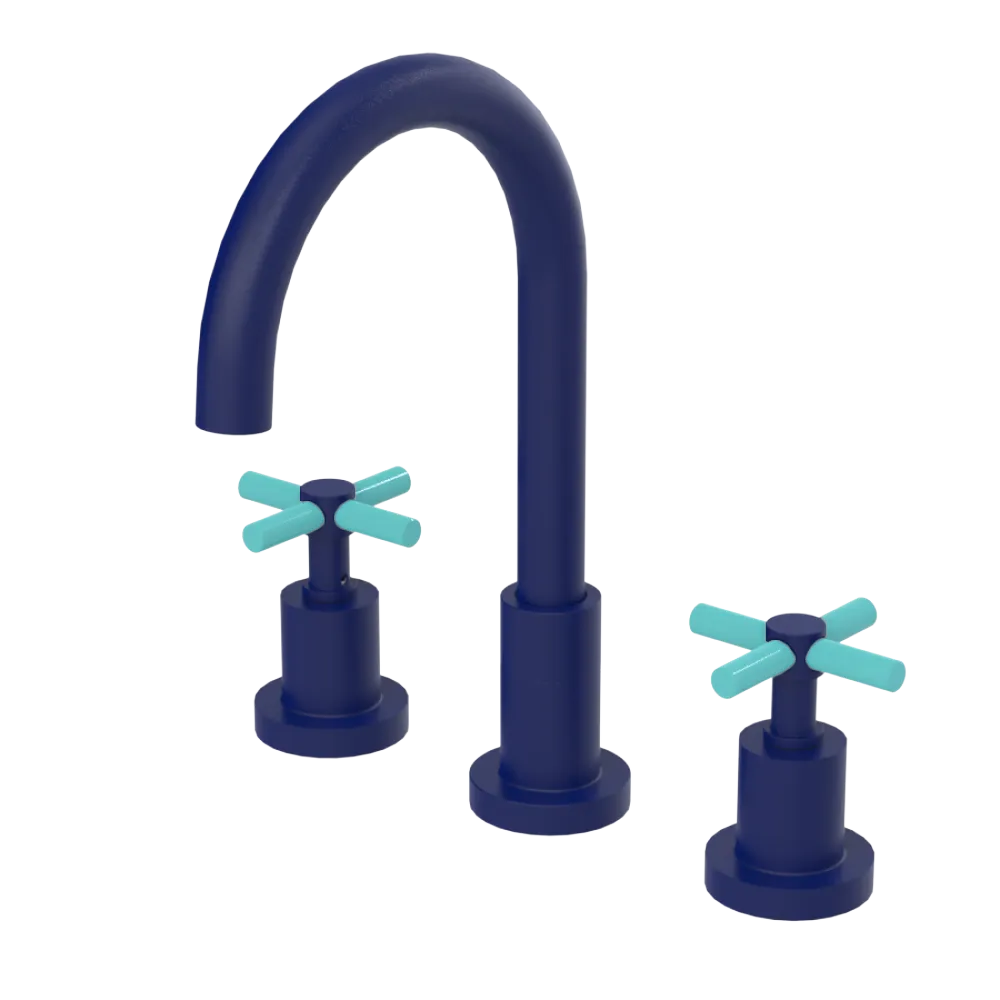 Rubinet Widespread Kitchen Set with LaSalle Spout Midnight Blue