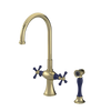Rubinet Two Handle Single Hole Kitchen Set with Hand Spray Natural Brass