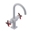 Rubinet Single Hole Dual Handle Lav. Set. (less drain) White