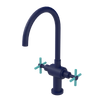 Rubinet Two Handle Single Hole Kitchen Set with LaSalle Spout Midnight Blue