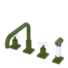 Rubinet Widespread Kitchen Set with Genesis Spout with Hand Spray Green Envy