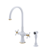 Rubinet Two Handle Single Hole Kitchen Set with Hand Spray White