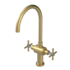 Rubinet Two Handle Single Hole Kitchen Set with LaSalle Spout Satin Brass
