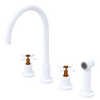 Rubinet Widespread Kitchen Set with LaSalle Spout with Hand Spray Matt White