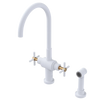 Rubinet Two Handle Single Hole Kitchen Set with LaSalle Spout with Hand Spray Matt White
