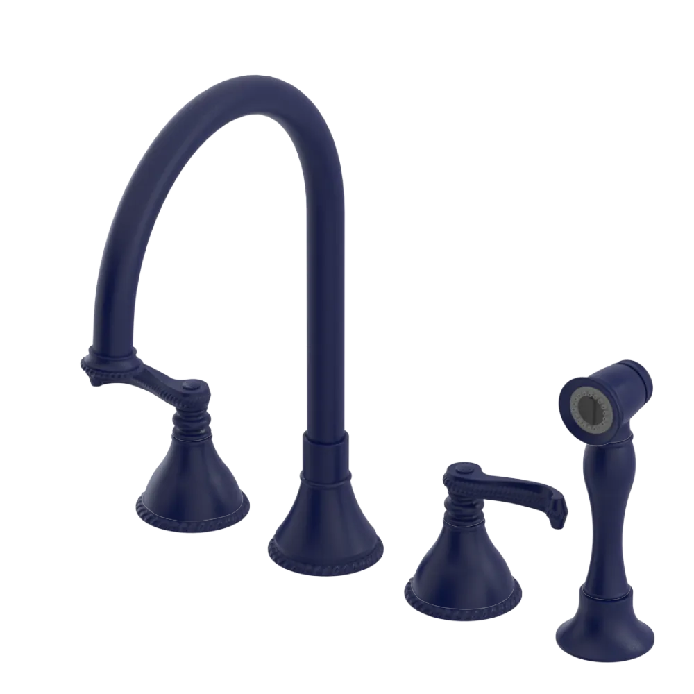 Rubinet Widespread Kitchen Set with Hand Spray Midnight Blue