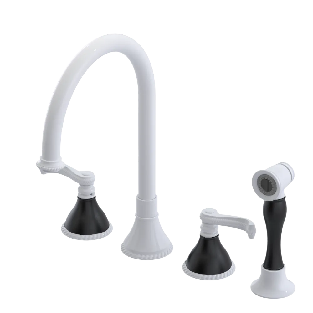 Rubinet Widespread Kitchen Set with Hand Spray White