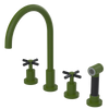 Rubinet Widespread Kitchen Set with LaSalle Spout with Hand Spray Green Envy